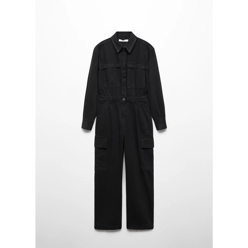 MNG Black Denim Cargo Jumpsuit | Montivo Pakistan