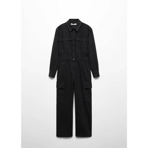 MNG Black Denim Cargo Jumpsuit | Montivo Pakistan