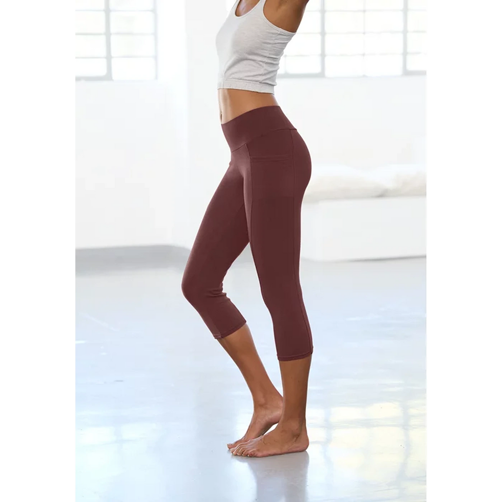 Burgundy Jersey Sports Capri Leggings | Montivo Pakistan