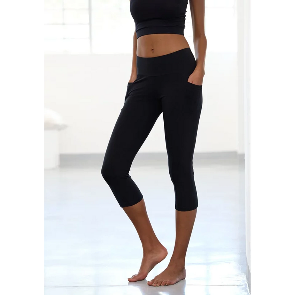 Black Jersey Sports Capri Leggings | Montivo Pakistan