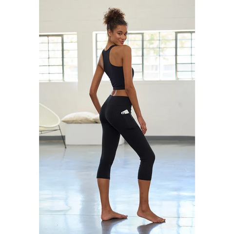 Black Jersey Sports Capri Leggings | Montivo Pakistan