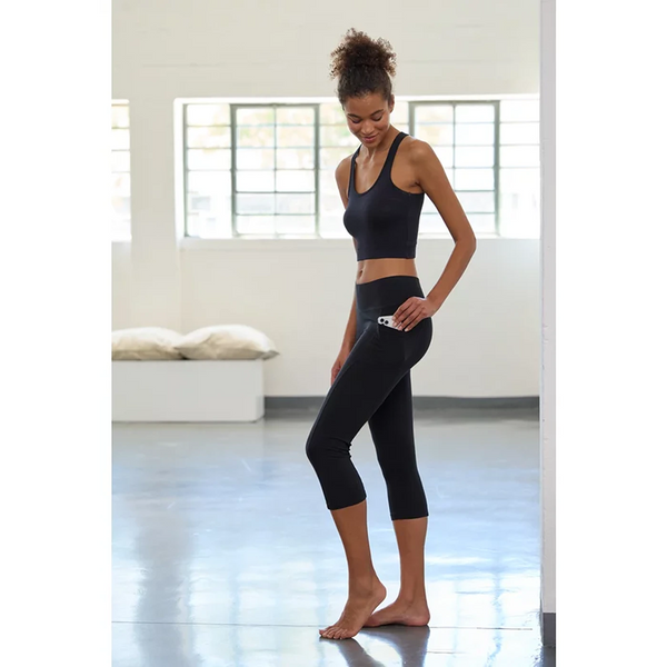 Black Jersey Sports Capri Leggings | Montivo Pakistan