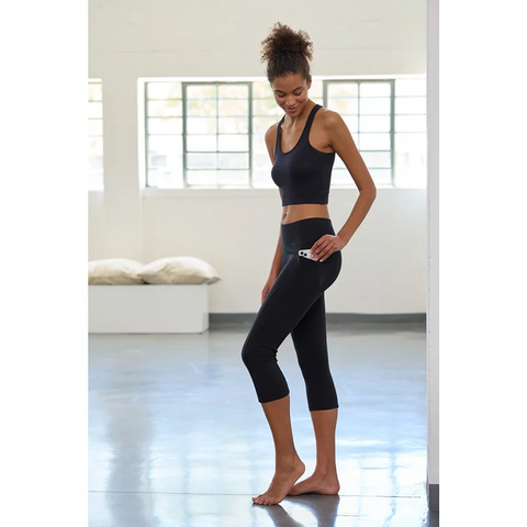 Black Jersey Sports Capri Leggings | Montivo Pakistan