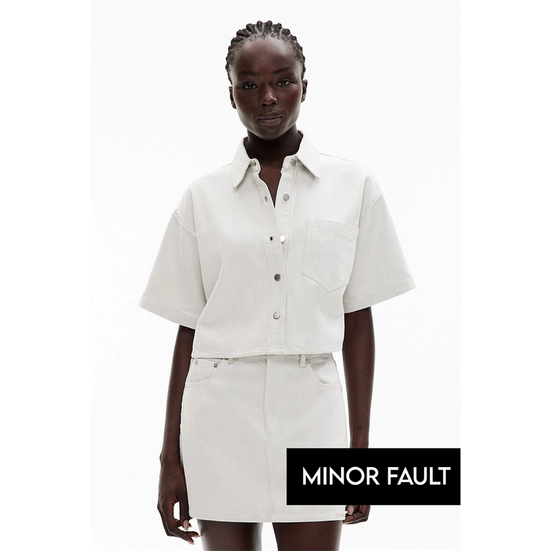 (Minor Fault) White Denim Oversized Shirt | Montivo Pakistan