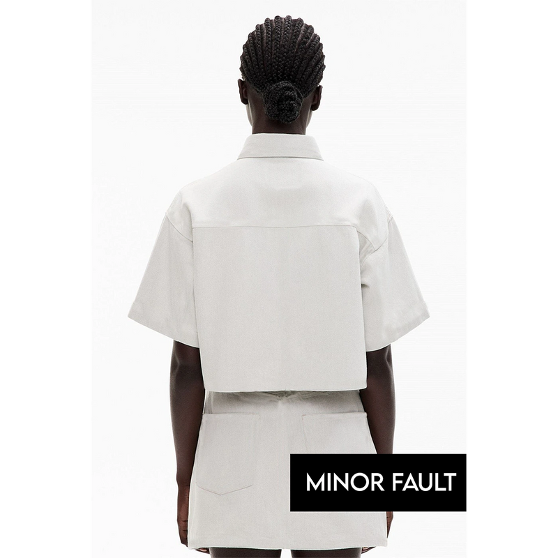 (Minor Fault) White Denim Oversized Shirt | Montivo Pakistan