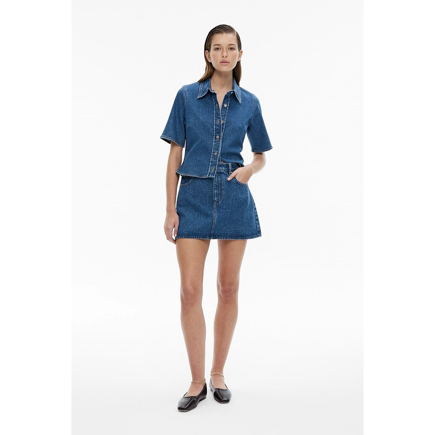 Mid Blue Denim Short Sleeves Shirt | Montivo Pakistan