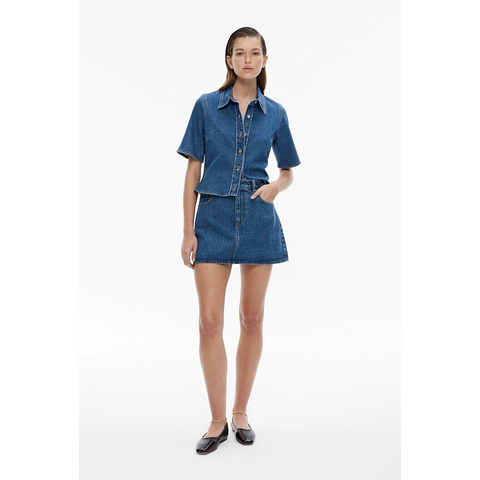 Mid Blue Denim Short Sleeves Shirt | Montivo Pakistan