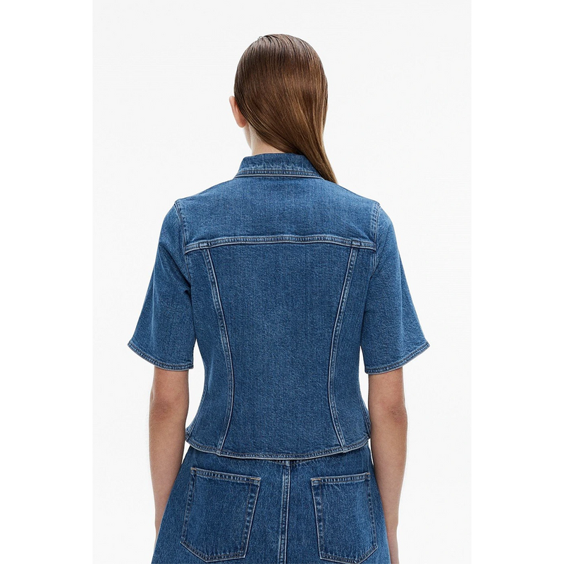 Mid Blue Denim Short Sleeves Shirt | Montivo Pakistan