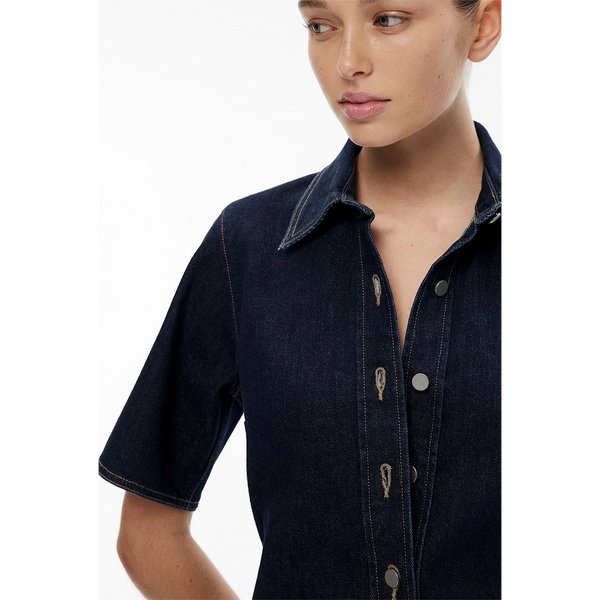 Dark Blue Denim Short Sleeves Shirt | Montivo Pakistan