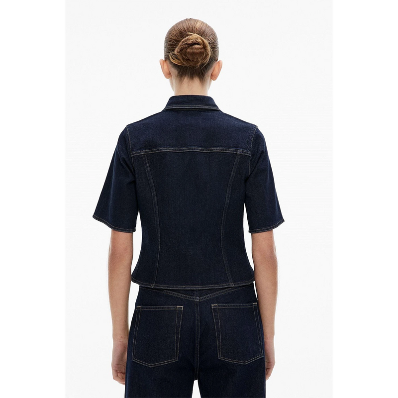 Dark Blue Denim Short Sleeves Shirt | Montivo Pakistan