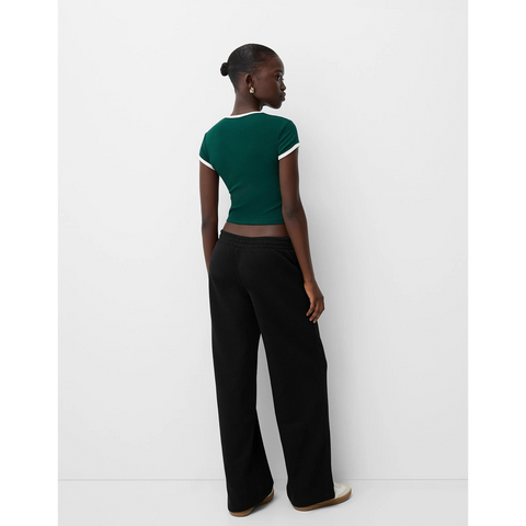 Black Front Seam Wide Leg Trousers | Montivo Pakistan