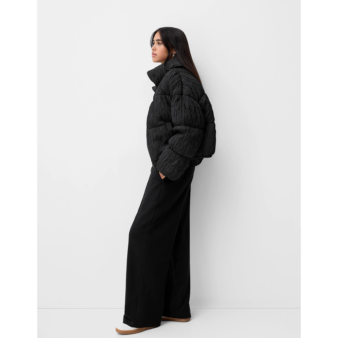 Black Front Seam Wide Leg Trousers | Montivo Pakistan