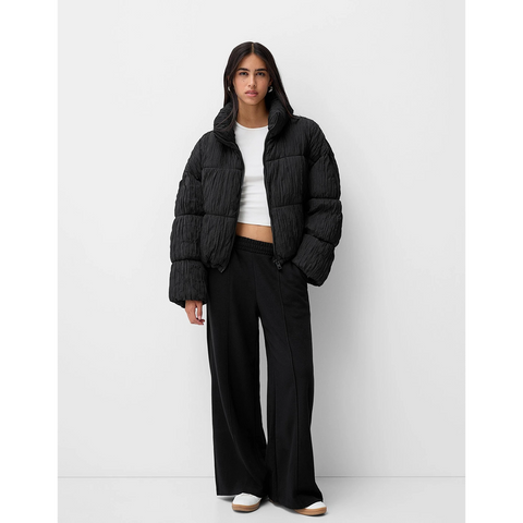 Black Front Seam Wide Leg Trousers | Montivo Pakistan