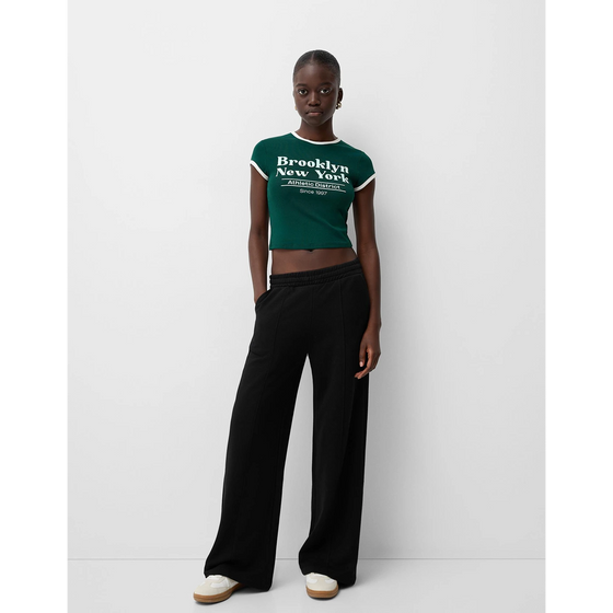 Black Front Seam Wide Leg Trousers | Montivo Pakistan