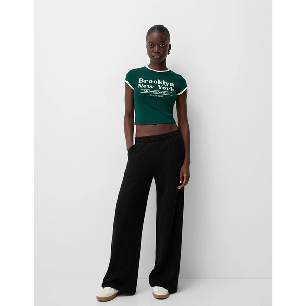Black Front Seam Wide Leg Trousers | Montivo Pakistan