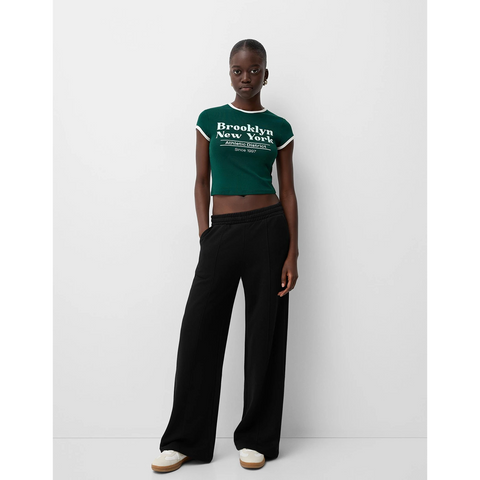 Black Front Seam Wide Leg Trousers | Montivo Pakistan