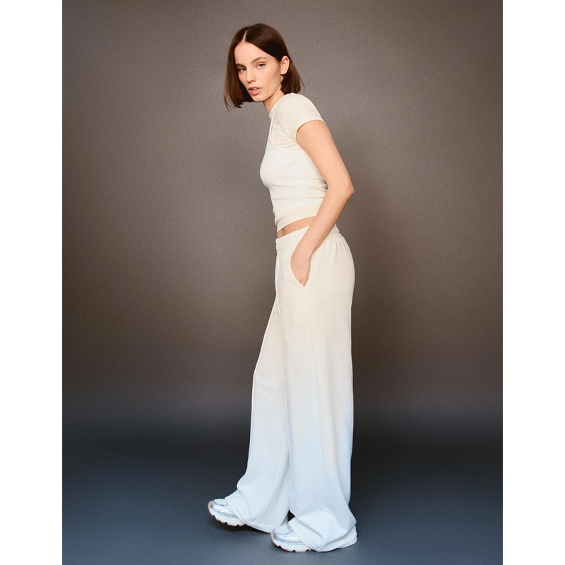 White Front Seam Wide Leg Trousers | Montivo Pakistan