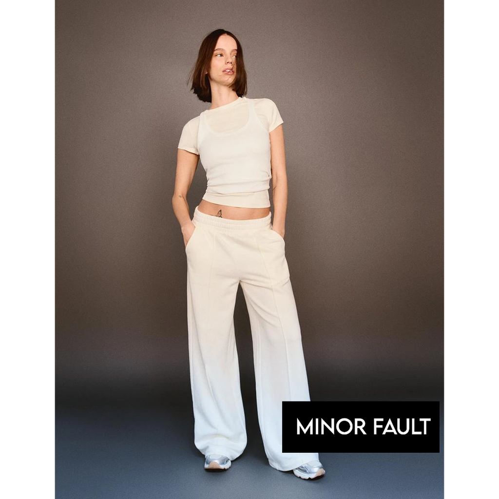 (Minor Fault) White Front Seam Wide Leg Trousers | Montivo Pakistan