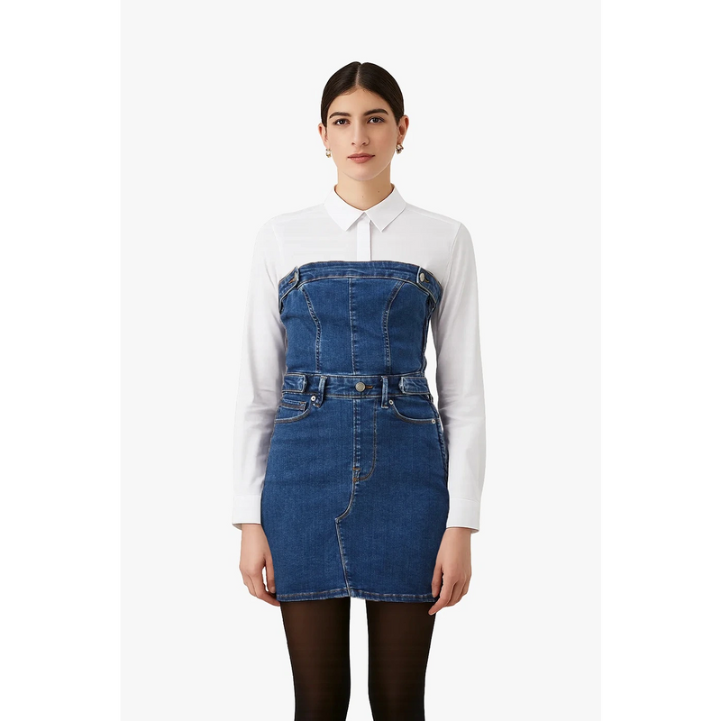 Blue Denim Mini Tube Dress | Montivo Pakistan