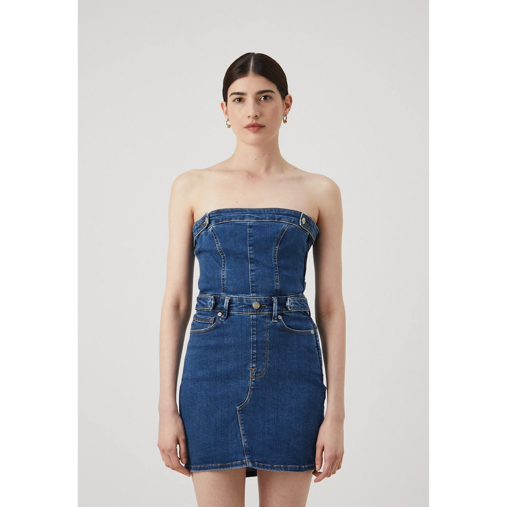 Blue Denim Mini Tube Dress | Montivo Pakistan