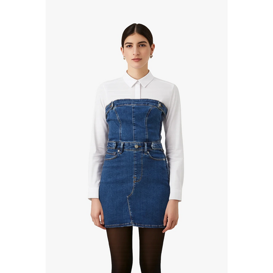 Blue Denim Mini Tube Dress | Montivo Pakistan