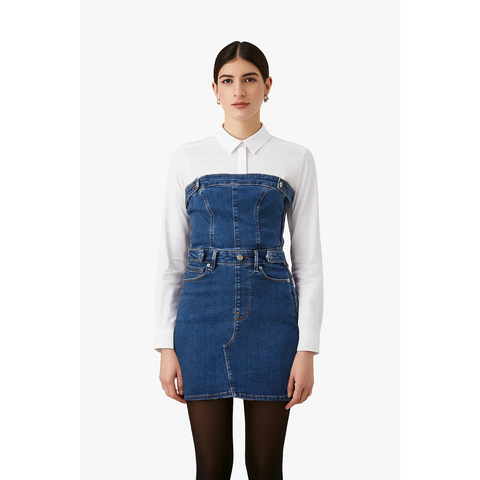 Blue Denim Mini Tube Dress | Montivo Pakistan