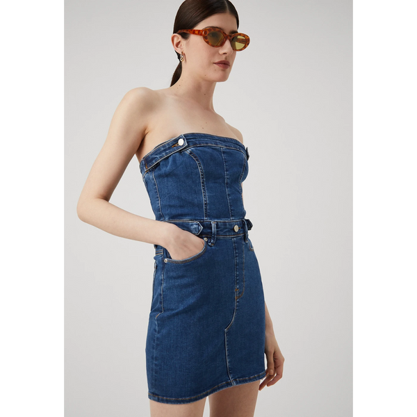 Blue Denim Mini Tube Dress | Montivo Pakistan