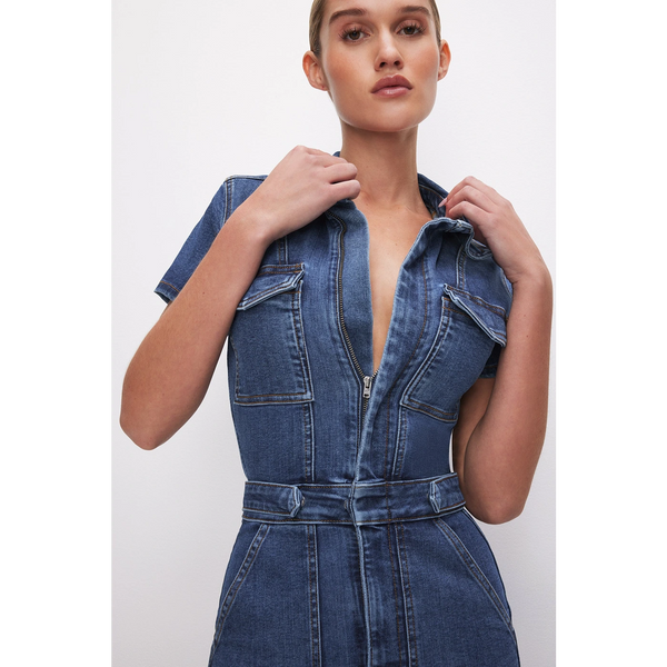 Blue Denim Zipper Maxi Dress | Montivo Pakistan