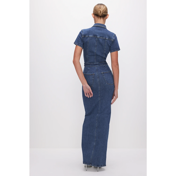 Blue Denim Zipper Maxi Dress | Montivo Pakistan