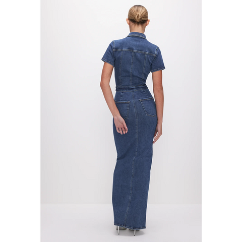 Blue Denim Zipper Maxi Dress | Montivo Pakistan