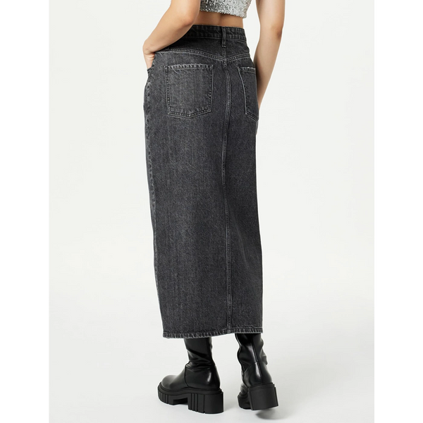 Charcoal Front Slit Denim Skirt | Montivo Pakistan