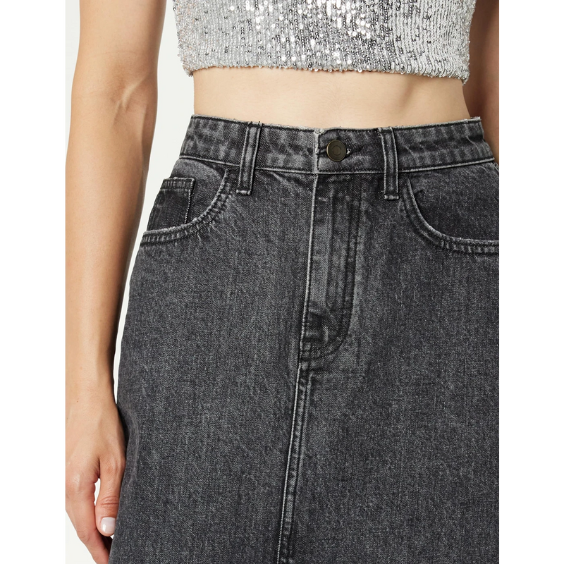 Charcoal Front Slit Denim Skirt | Montivo Pakistan