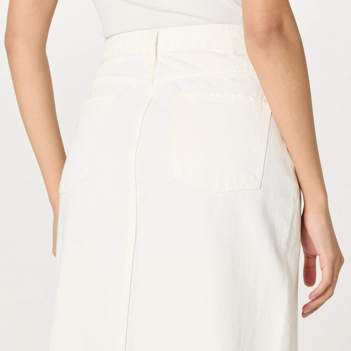 White Front Slit Denim Skirt | Montivo Pakistan