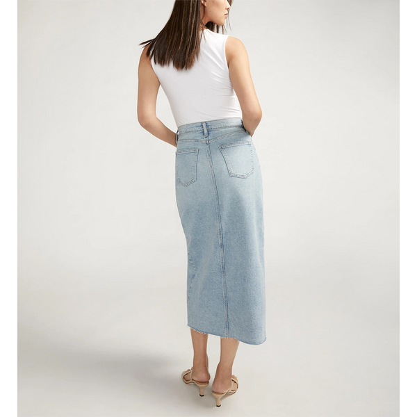 Light Blue Front Slit Denim Skirt | Montivo Pakistan