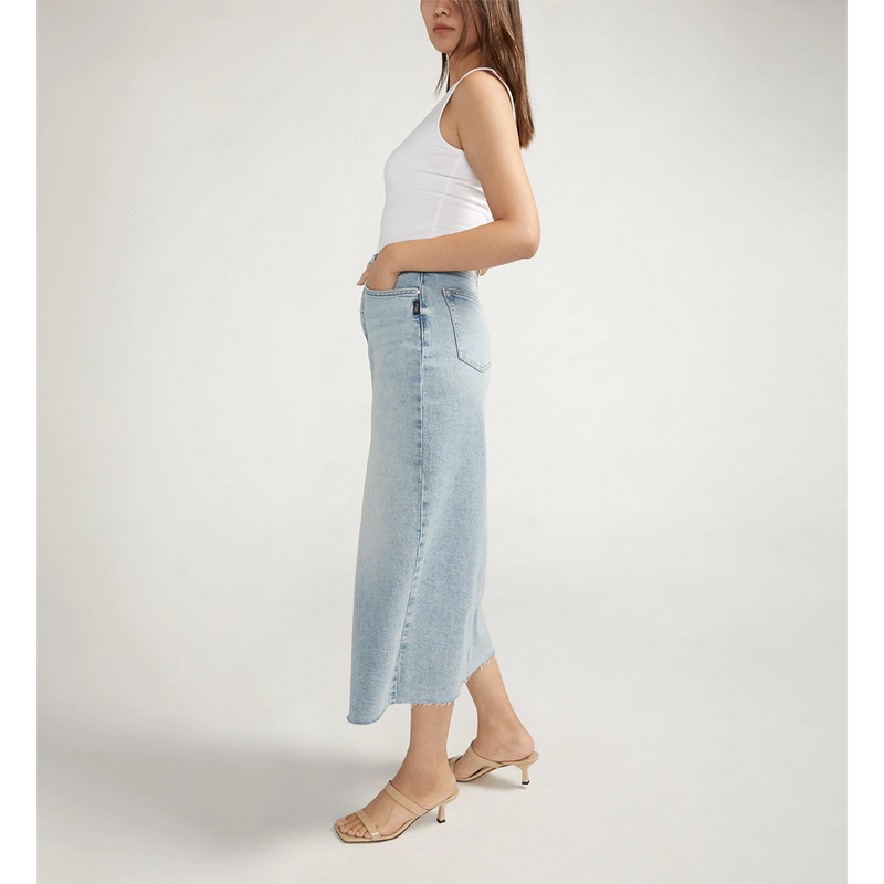 Light Blue Front Slit Denim Skirt | Montivo Pakistan