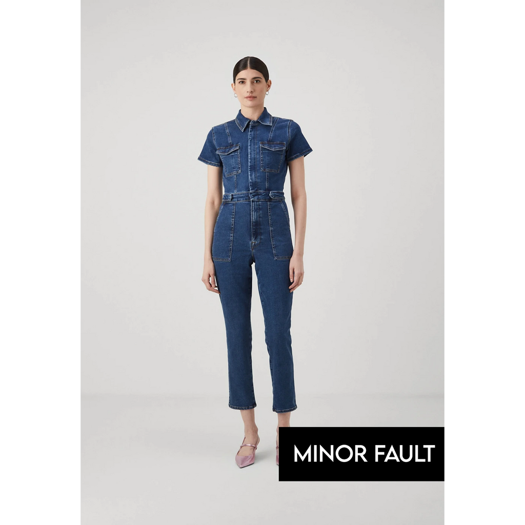 (Minor Fault) Blue Denim Zipper Jumpsuit | Montivo Pakistan