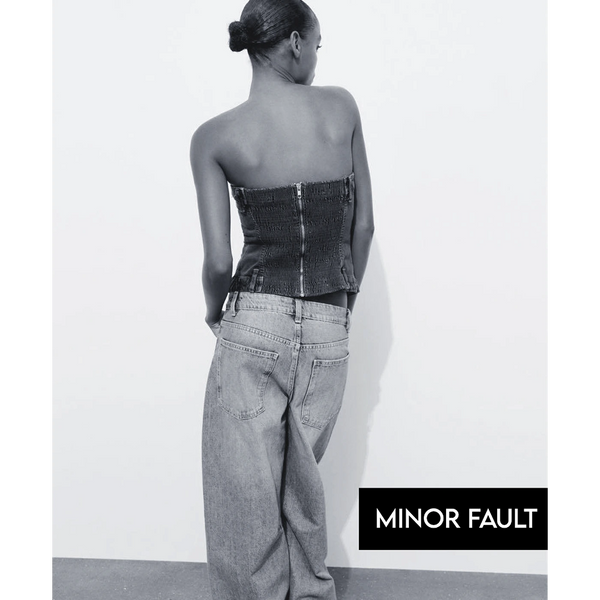 (Minor Fault) Dark Grey Denim Corset | Montivo Pakistan