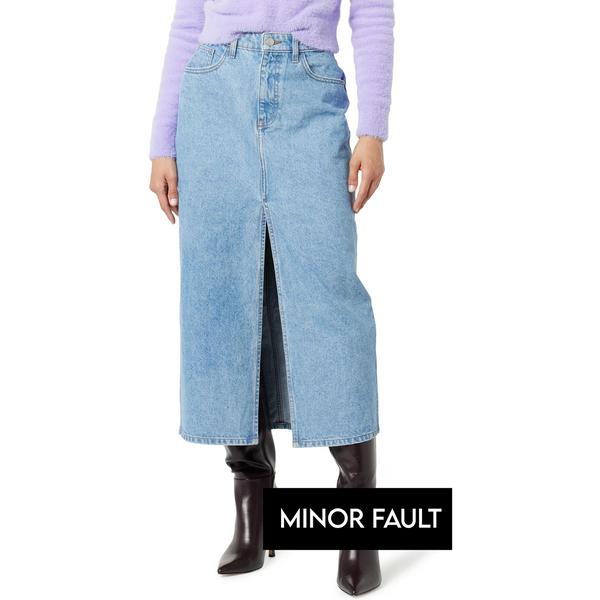 (Minor Fault) Light Blue Denim Front Slit Skirt | Montivo Pakistan