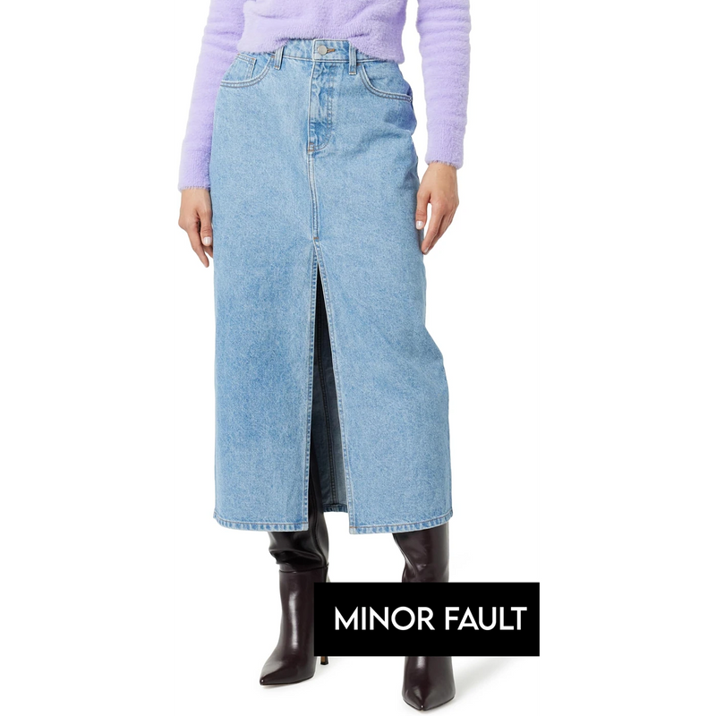 (Minor Fault) Light Blue Denim Front Slit Skirt | Montivo Pakistan