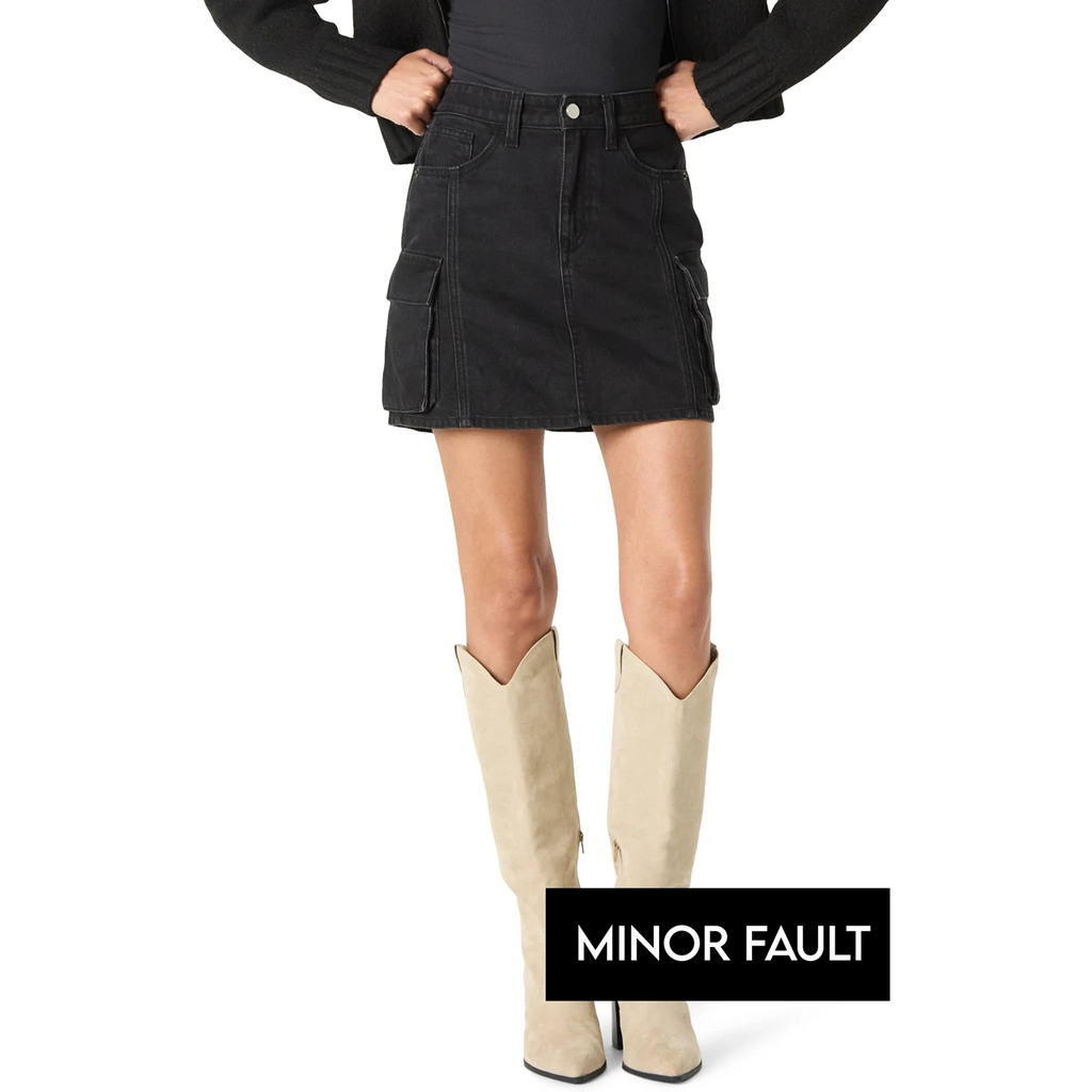 (Minor Fault) Black Cargo Mini Skirt | Montivo Pakistan