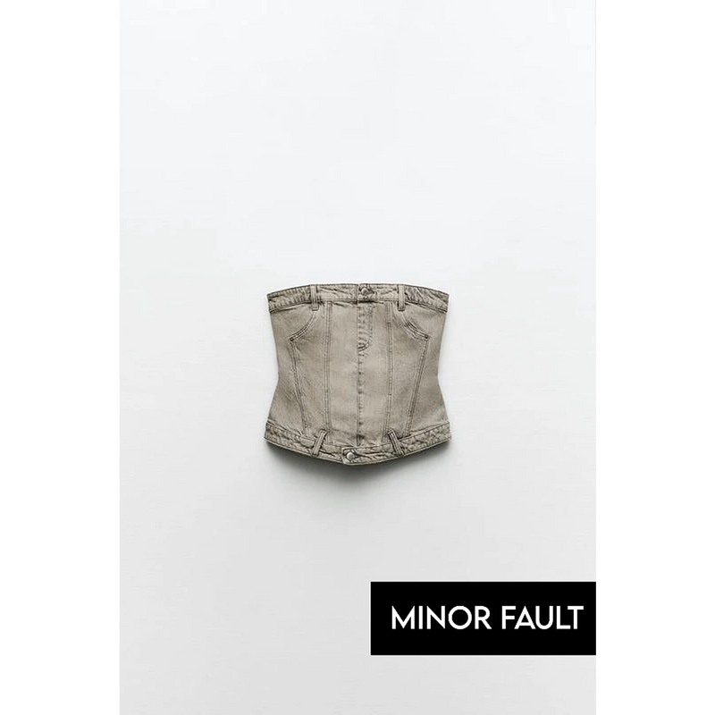 (Minor Fault) Washed Vintage Denim Corset | Montivo Pakistan