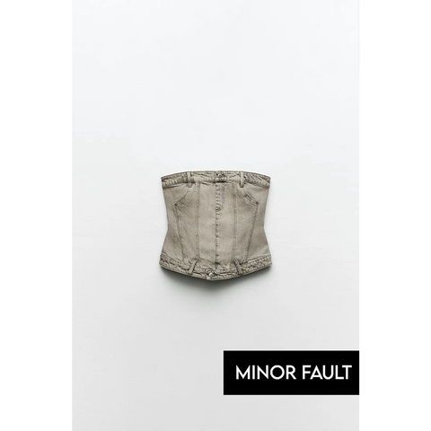 (Minor Fault) Washed Vintage Denim Corset | Montivo Pakistan