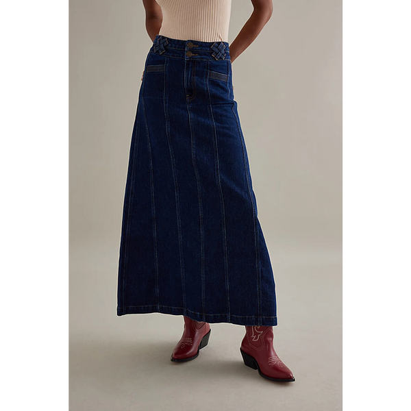 Dark Blue Denim Back Slit Skirt | Montivo Pakistan
