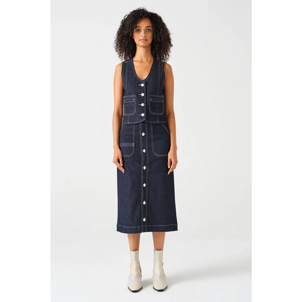 Dark Blue Front Button Denim Skirt | Montivo Pakistan