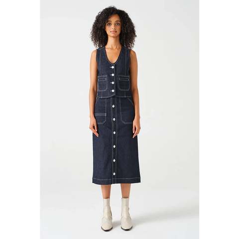 Dark Blue Front Button Denim Skirt | Montivo Pakistan