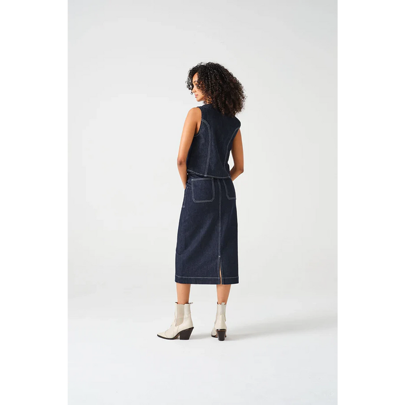 Dark Blue Front Button Denim Skirt | Montivo Pakistan
