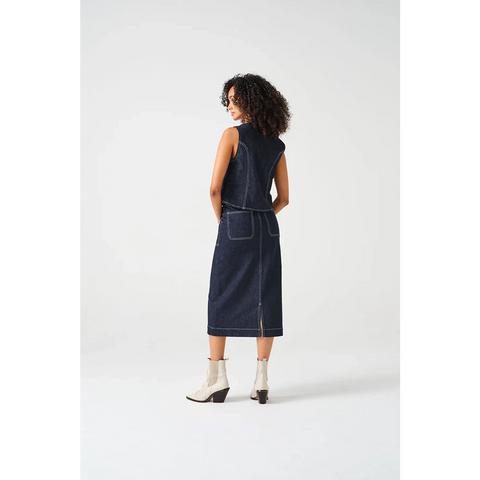 Dark Blue Front Button Denim Skirt | Montivo Pakistan