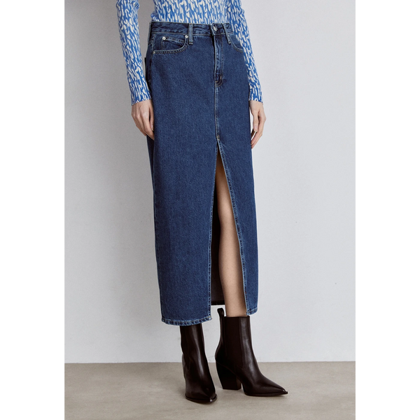 Dark Blue Denim Back Slit Skirt | Montivo Pakistan