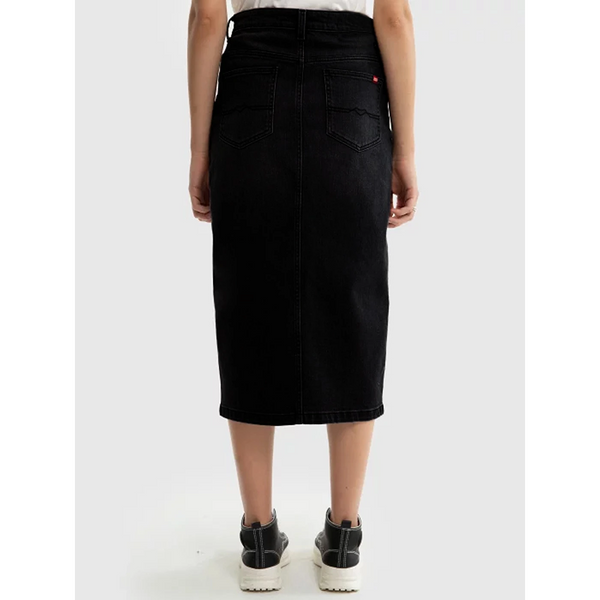 Black Front Slit Denim Skirt | Montivo Pakistan