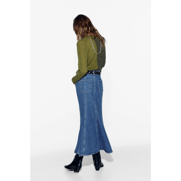 Blue Mid Rise Denim Skirt | Montivo Pakistan